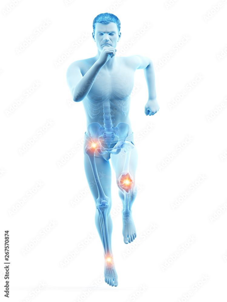 3d rendered medically accurate illustration of a runners painful joints 3d rendered medically accurate illustration of a runners painful joints