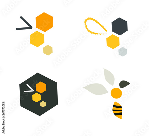 Logo icone abeille stylisée géométrique graphique