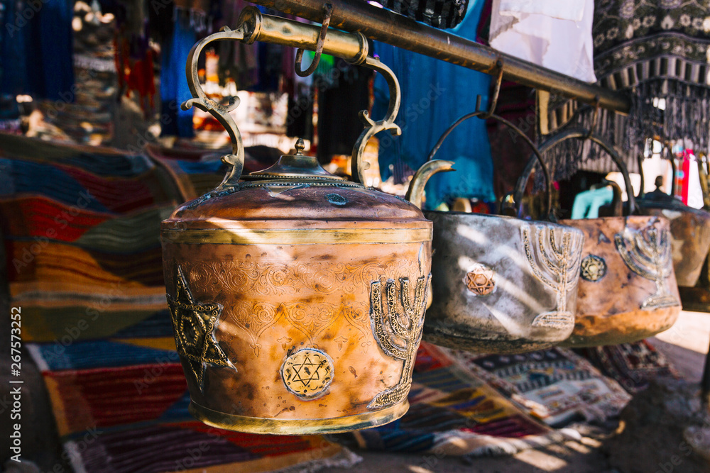 Clay pots on market in morocco