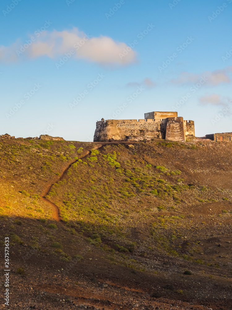 Fortress castle of Santa Barbara on top of the volcano in Teguise, piracy museum in Lanzarote