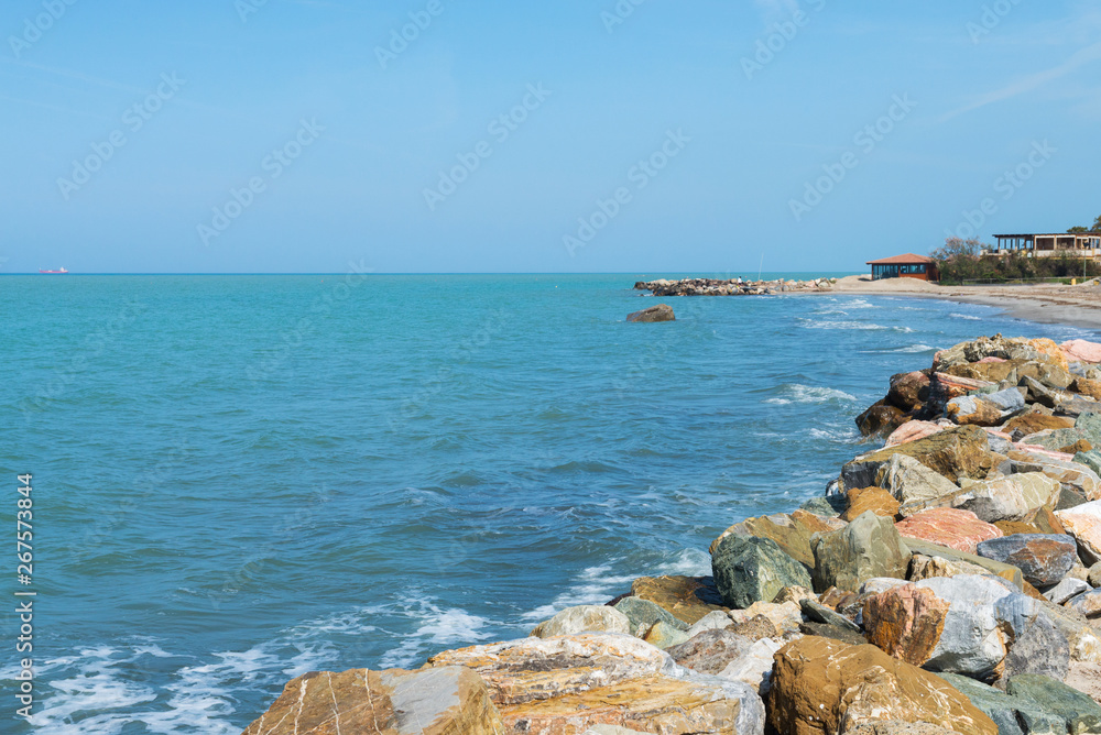 Beautiful azure sea and the rocky beach Beautiful azure sea and the rocky beach