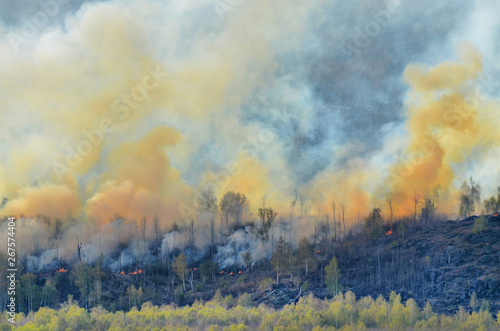 May 2019. In the southern Urals, established dry and hot weather. As a result, fires have become frequent. In the photo – burning ridge Irendyk, located between the cities of Miass and Uchaly.