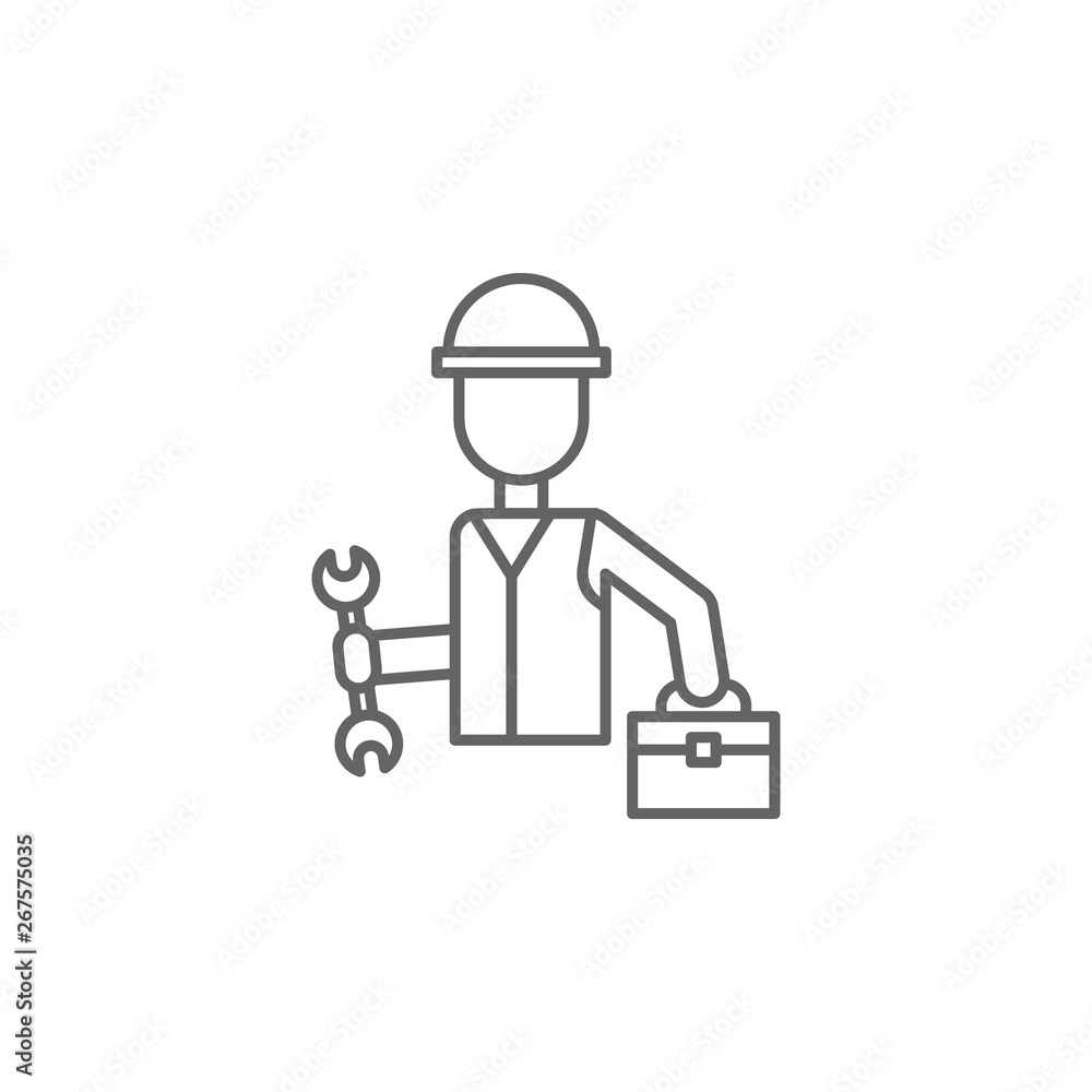 Industry flat, engineer, maintenance, man, repair, technician, worker icon