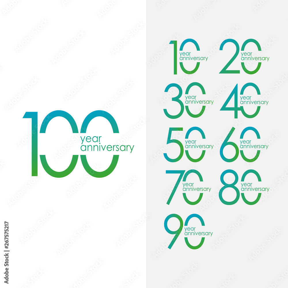 100 Year Anniversary Set Vector Template Design Illustration 100 Year Anniversary Set Vector Template Design Illustration