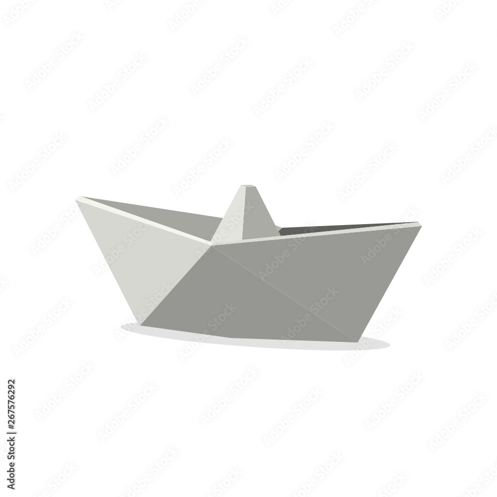 Folded paper boat vector set isolated on white background. 