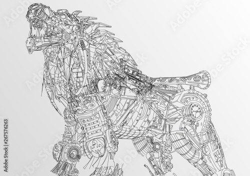 Futuristic robotic predator lion full vector design. EPS10