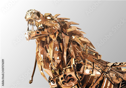 Futuristic robotic predator lion full vector design. EPS10