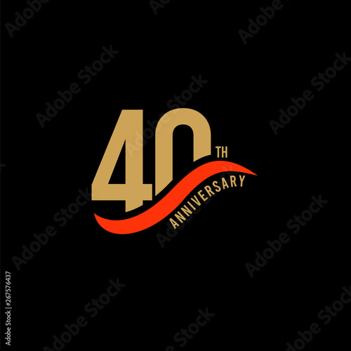 40 Year Anniversary Gold Vector Template Design Illustration