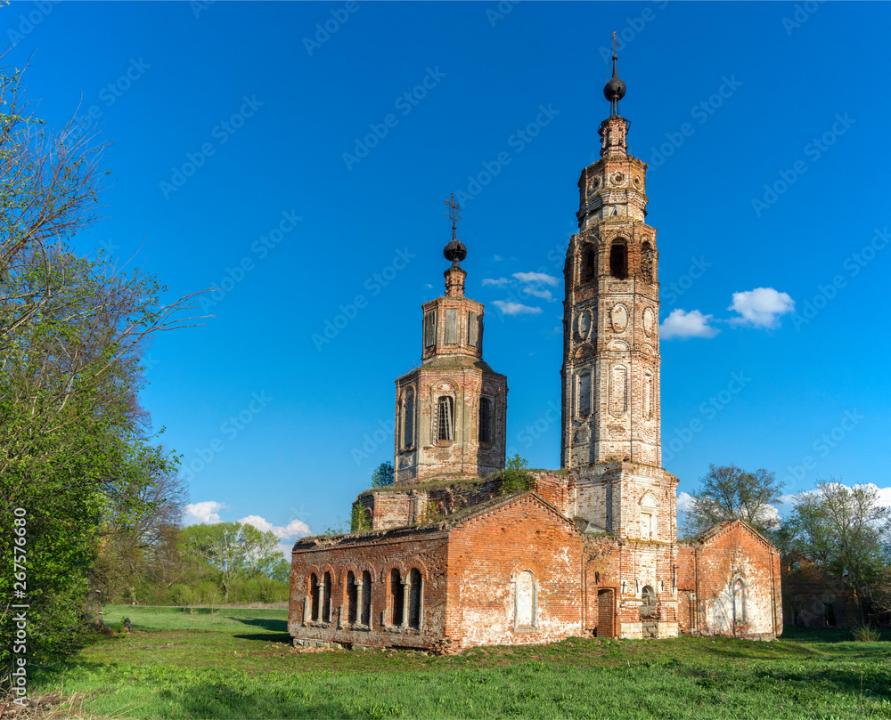 Abandoned ruined Church in Russia. Kolentsy, Ryazan