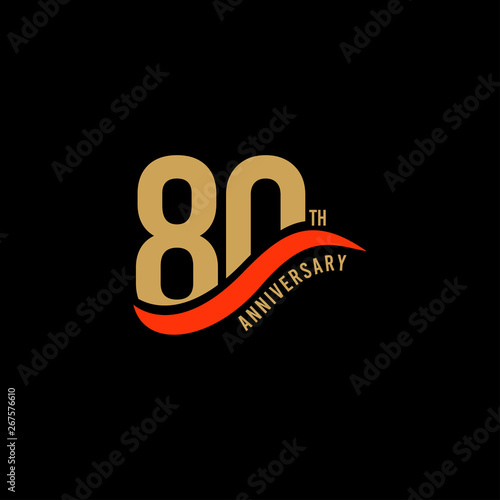 80 Year Anniversary Gold Vector Template Design Illustration