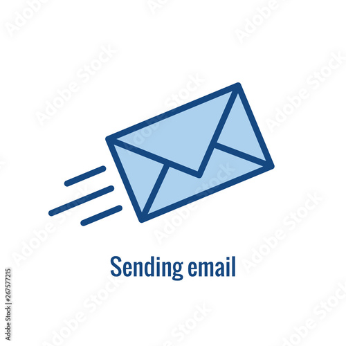 Email marketing campaigns icon - flying envelope showing being sent