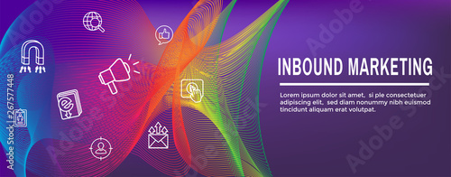 Digital Inbound Marketing Web Banner with Vector Icons with CTA, Growth, SEO, etc