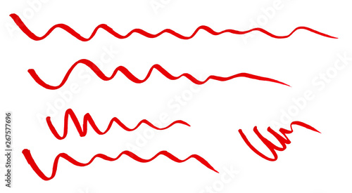 Red curved wave lines drawn with a marker