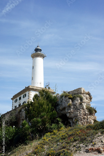 Faro de Botafoch. Lighthouse in the port of Ibiza town  Balearic Islands. Spain.