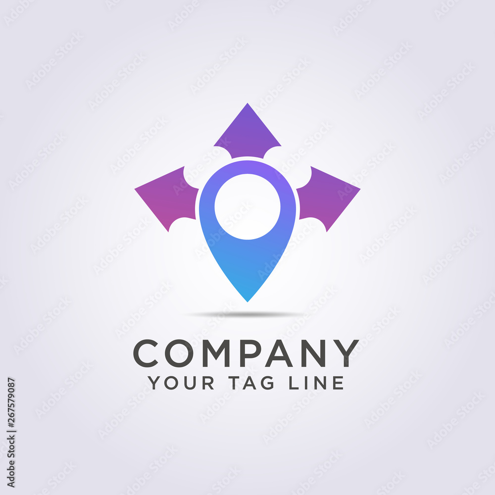 location icon logo template with three directional signs suitable for your company and business