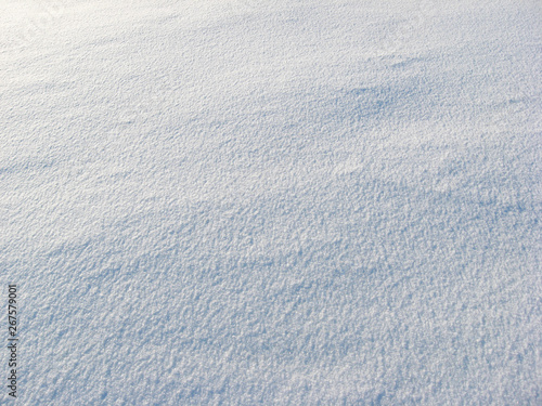 Winter season. A field is totally covered with snow..