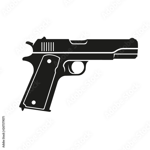Classic 9mm pistol vector illustration. Legendary armament.