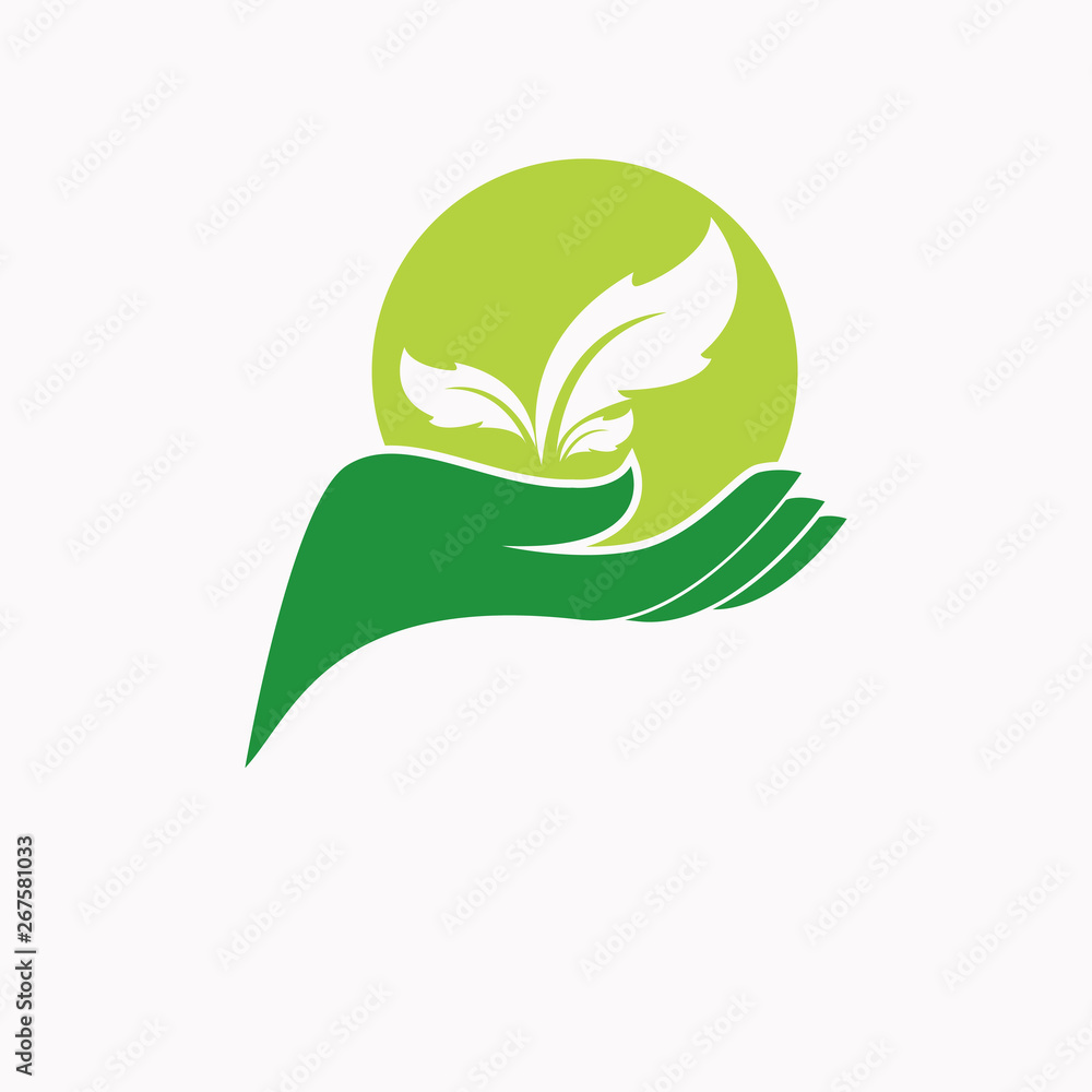 sprout in a hand sign of environmental protection, web icon. vec sprout in a hand sign of environmental protection, web icon. vec