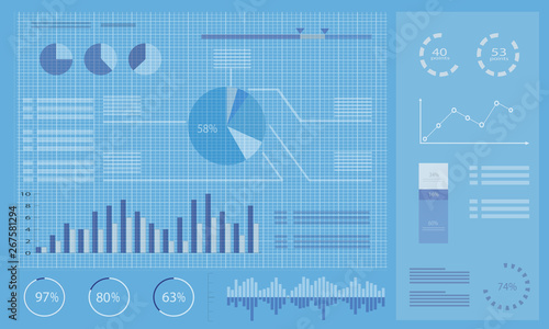 Business intelligence concept, abstract business background, graphs and charts dashboard.