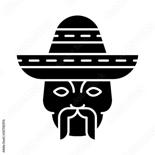 Head with mustache and sombrero glyph icon