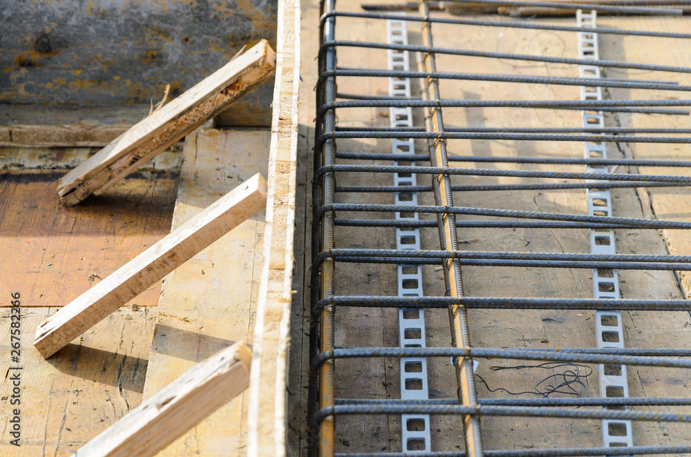 Construction worker, reinforcement on construction site Construction worker, reinforcement on construction site