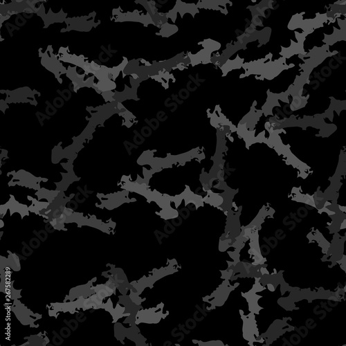 Urban camouflage of various shades of black and grey colors