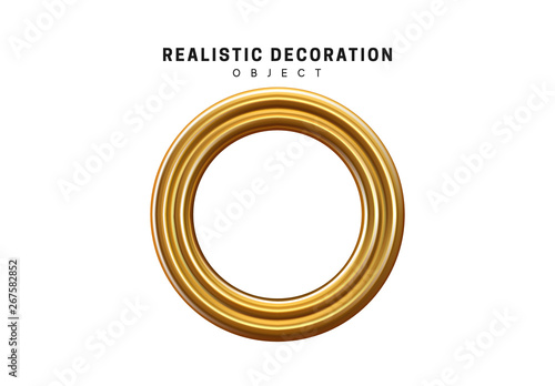 Golden geometric 3d object isolated on white background