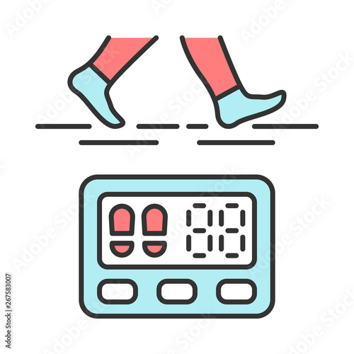 Digital sports pedometer color icon