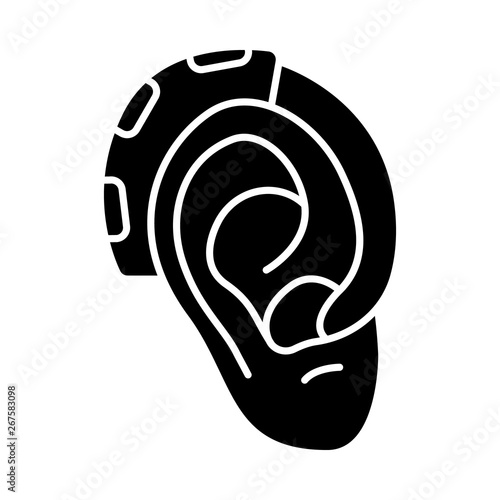 Hearing aid amplifier glyph icon photo