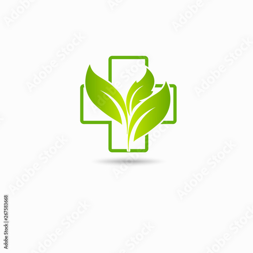 leaf health care green medical logo isolated