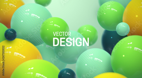 Abstract background with dynamic 3d spheres