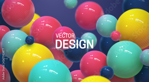 Abstract background with dynamic 3d spheres