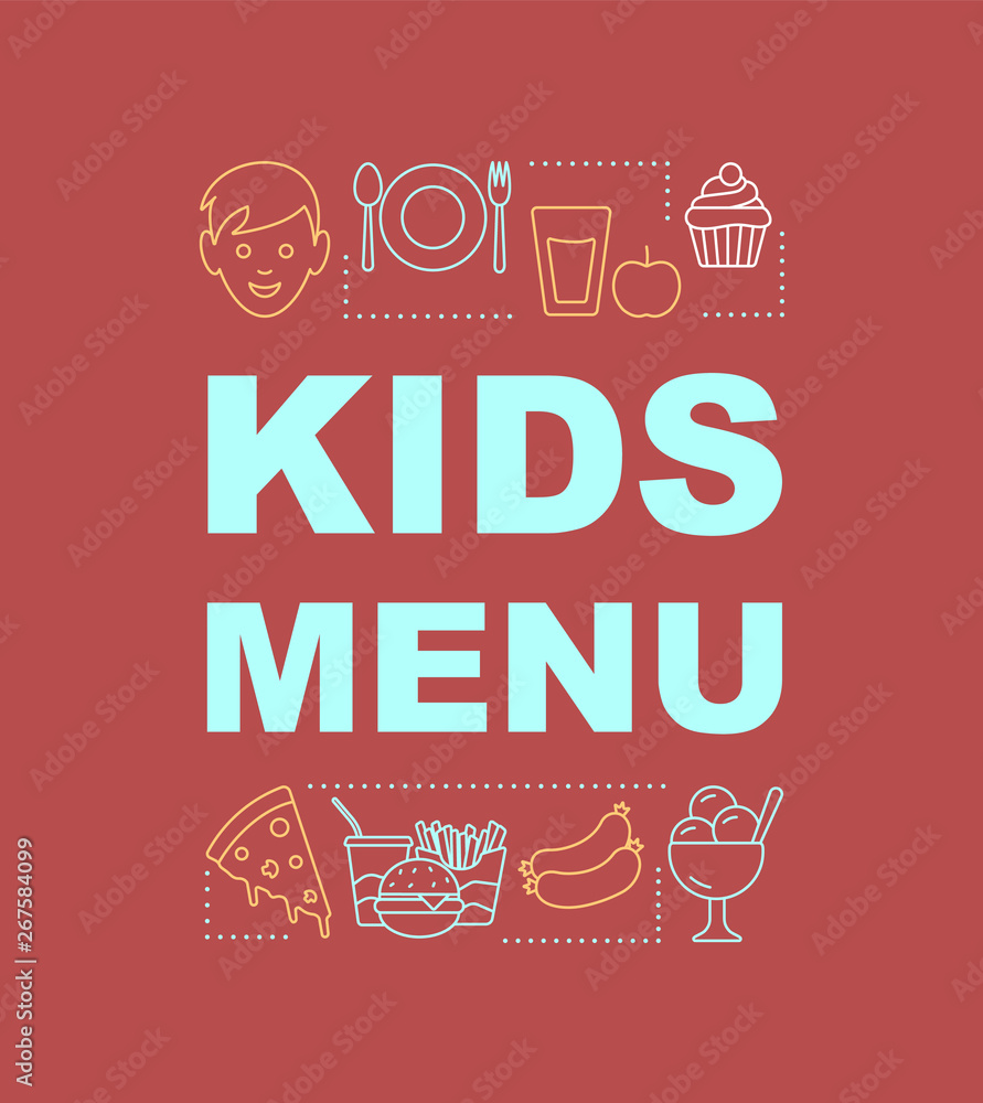 Kids menu word concepts banner