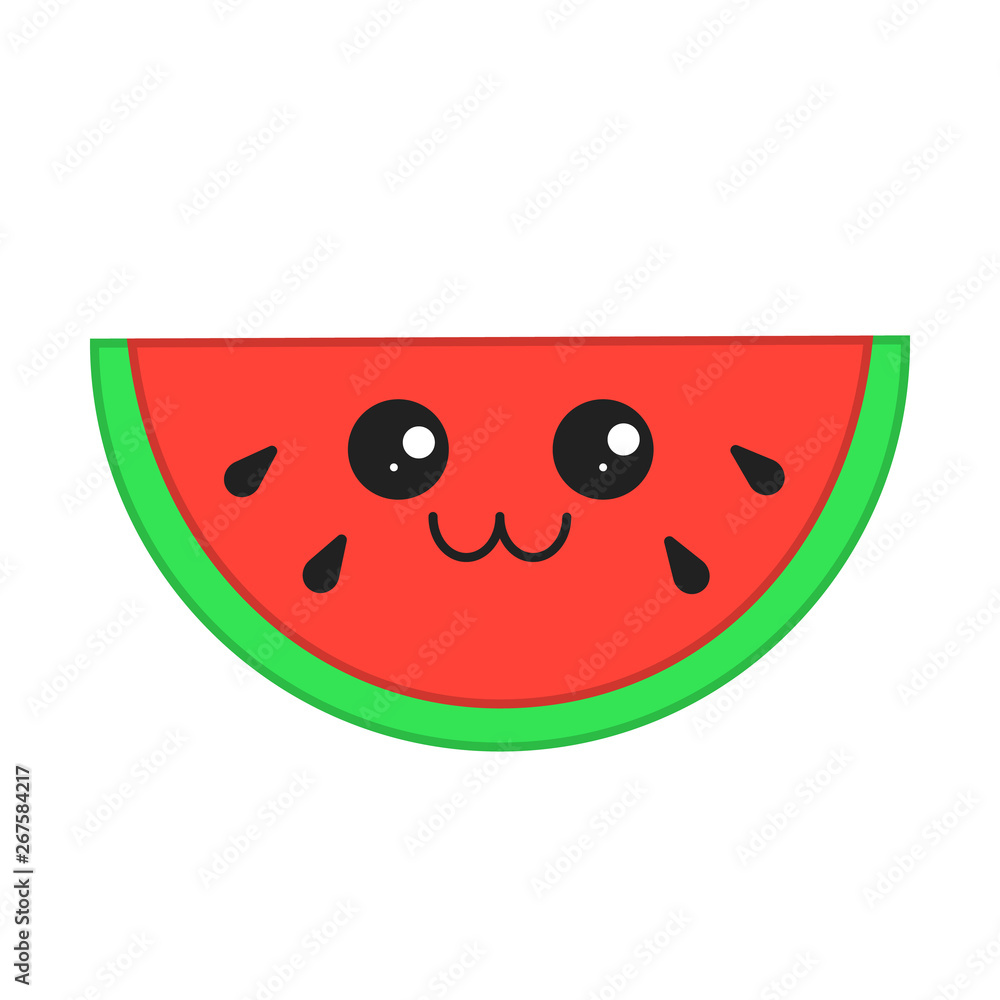 Watermelon cute kawaii vector character Stock Vector | Adobe Stock