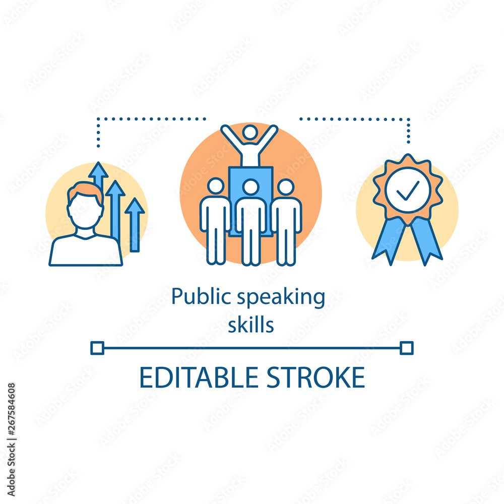 Public speaking skills concept icon Public speaking skills concept icon