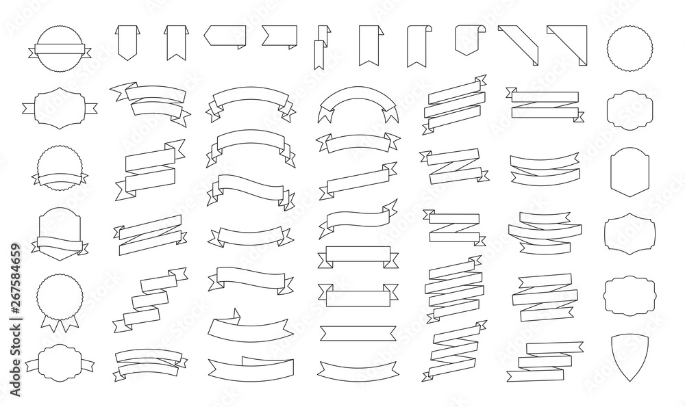 Big vector ribbons banners set. Flat ribbon illustration isolated on ...