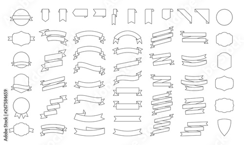 Big vector ribbons banners set. Flat ribbon illustration isolated on white background. Ribbons collection.