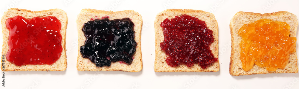 Φωτογραφία assortment of jams, seasonal berries, plums, mint and fruits in glass jar