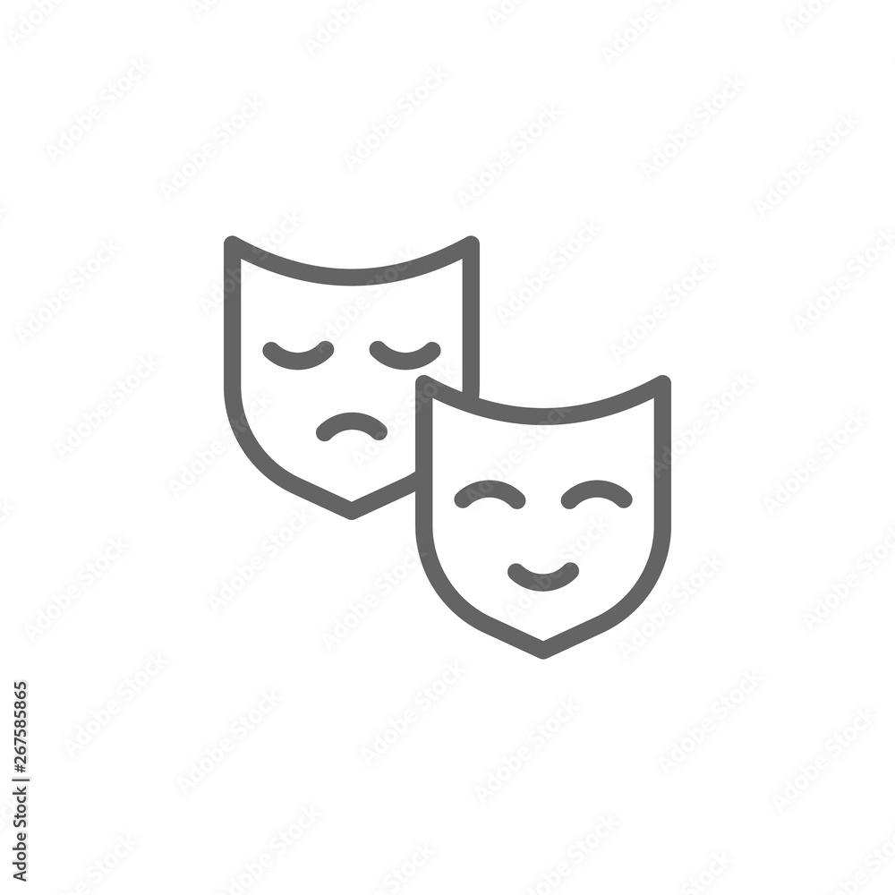 Theatre Masks icon. Element of theatre icon. Thin line icon for website design and development, app development. Premium icon