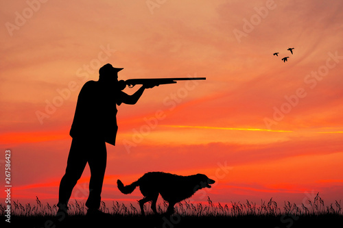 man hunter at sunset