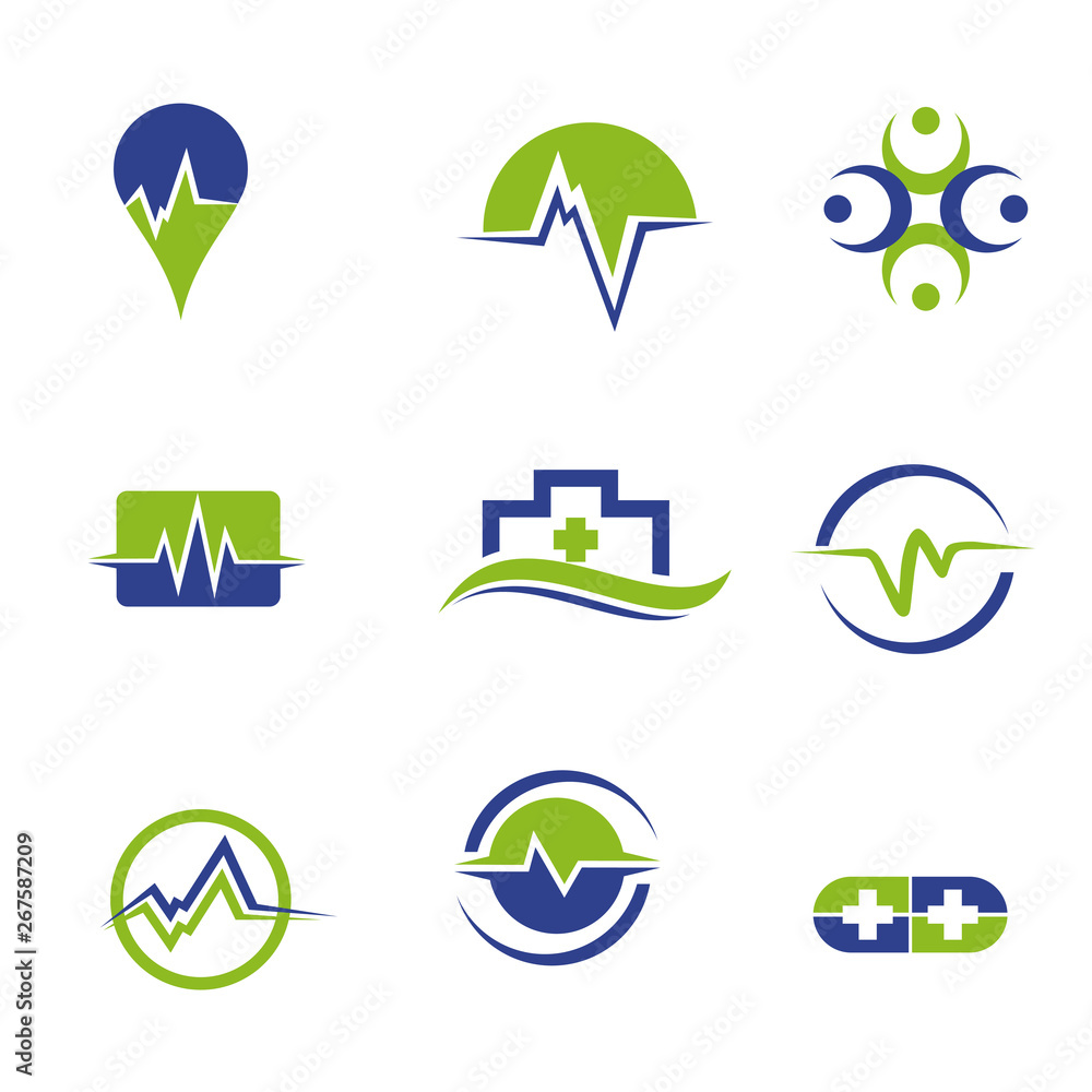Obraz premium Medical set logo design vector template