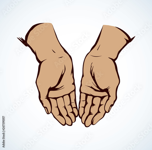 Praying hands. Vector drawing