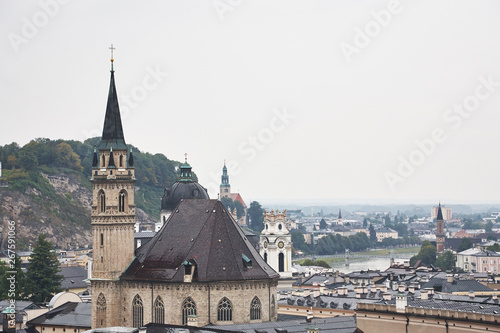 picturesque European town far away. Scenic cityscape view of Salzburg, Austria.