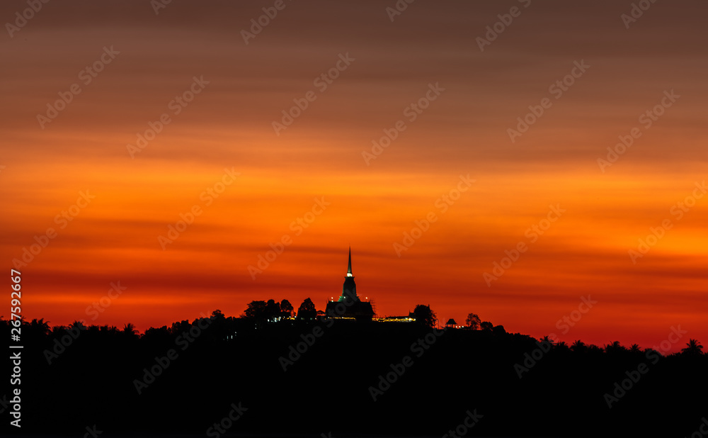 Beautiful Sunset Sky with pagoda