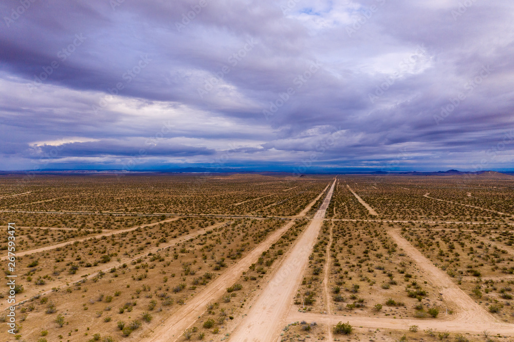 Aerial view of  the Mojave Desert Roads 