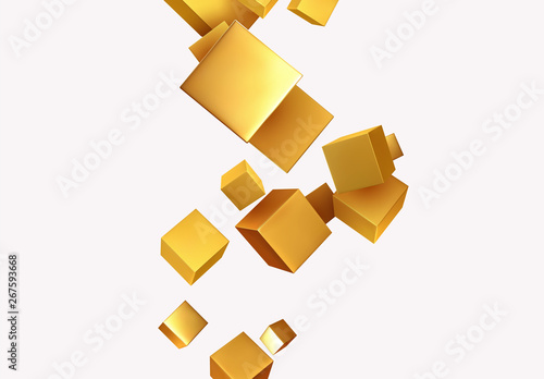 Abstract Background with 3d cubes gold color