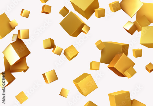 Abstract Background with 3d cubes gold color.