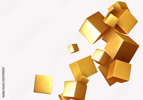 Abstract Background with 3d cubes gold color.