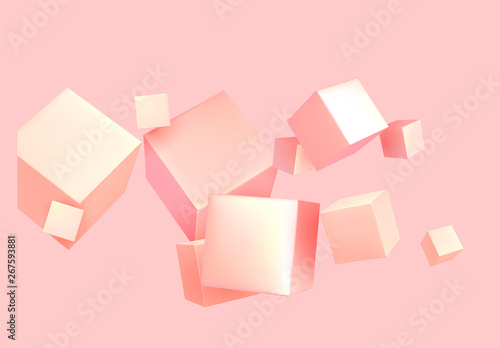Abstract Background pink color with 3d cubes.