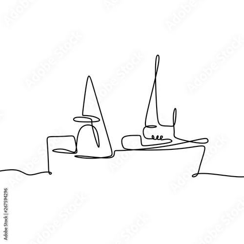 ship maritime continuous one line drawing minimalist design